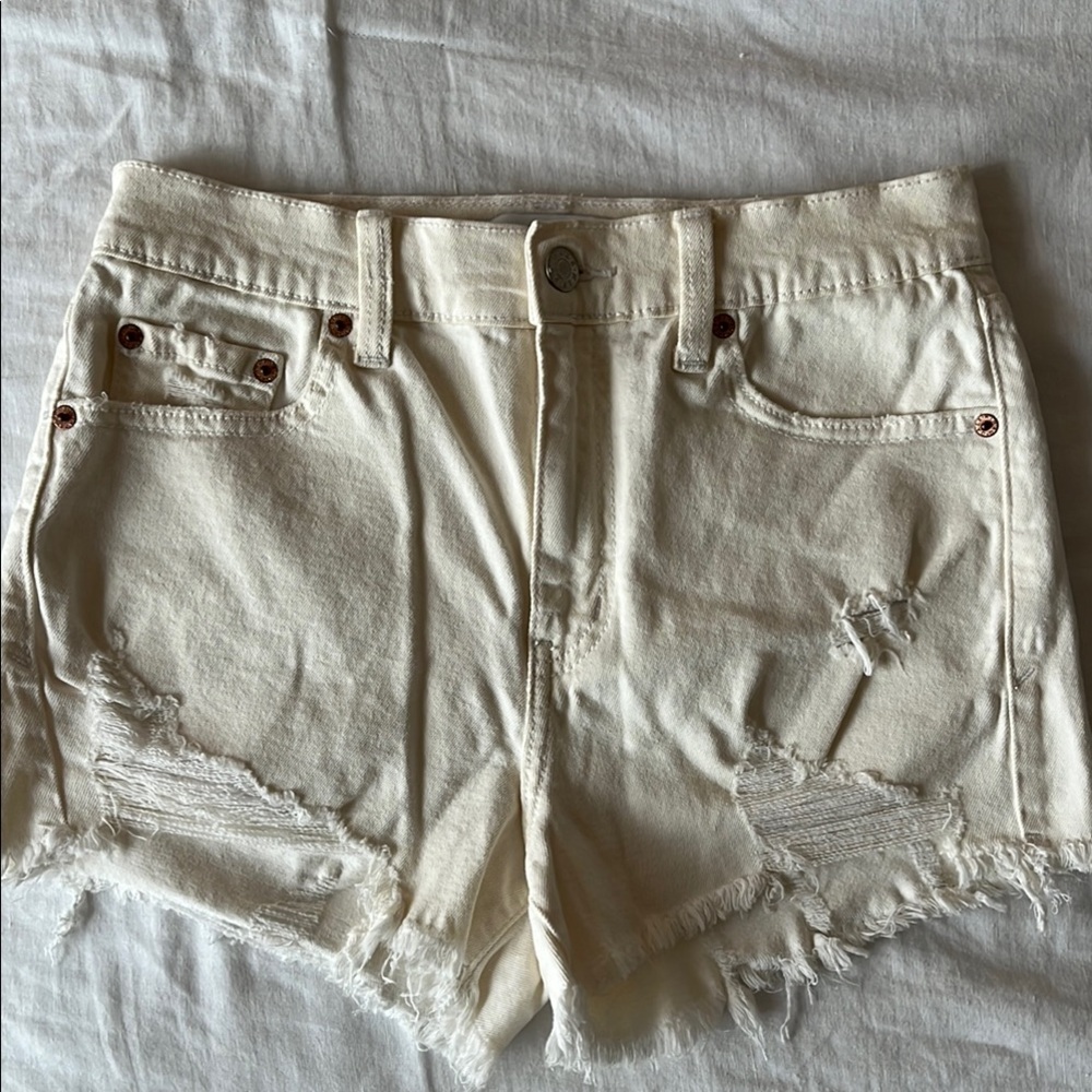 Women's Cream Denim Shorts